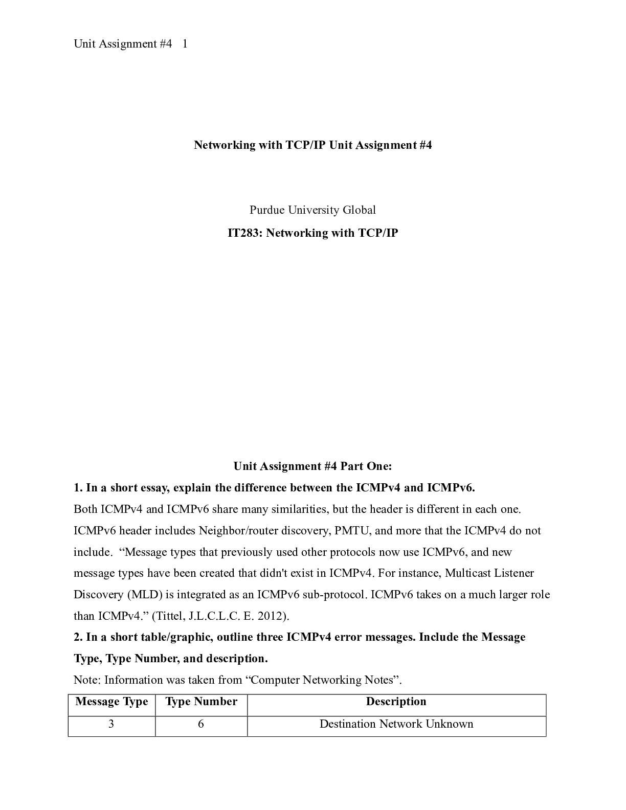 Preview image for IT283  Unit 4.docx    Networking with TCP/IP Unit Assignment #4  Purdue University Global